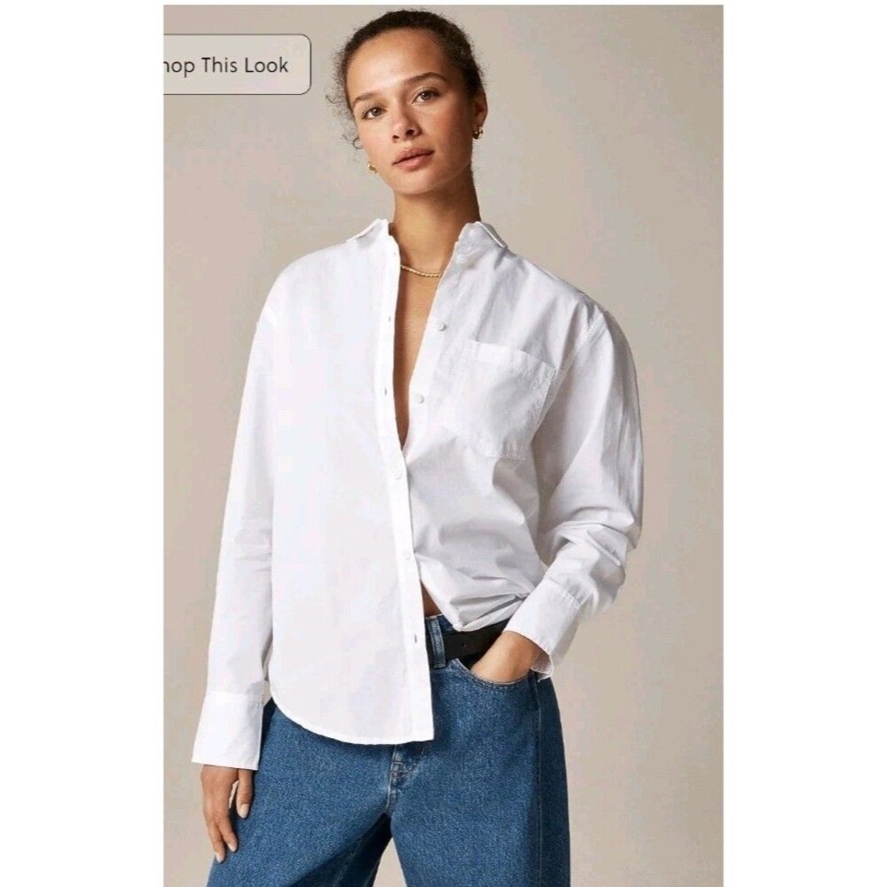 J.Crew Garcon Classic Fit Shirt Cotton Poplin White Long Slv BY715 Size 10 NWT
